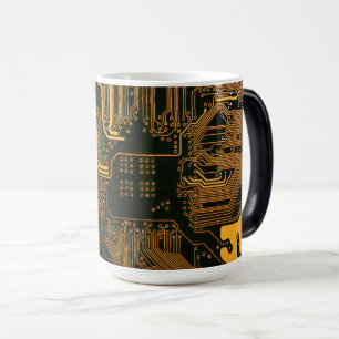 Mug Magic Geek Sortie carte circuit électronique orange PCB