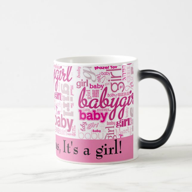 Mug Magic Genre Révéler PINK Baby Girl Texte personnalisé (Droite)