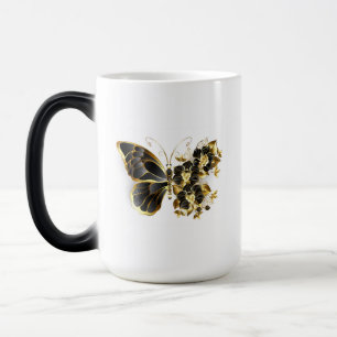 Mug Magic Gold flower Butterfly with Black Orchid
