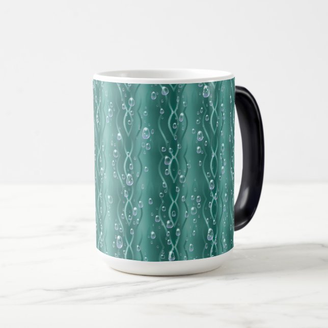 Mug Magic Gouttes de pluie sur du métal vert (Devant droit)