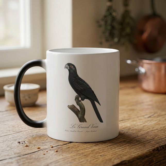 Mug Magic Grand Vasa, Coracopsis Vasa Illustration (Greater Vasa Parrot, Coracopsis Vasa Illustration. Color Morph Mug)