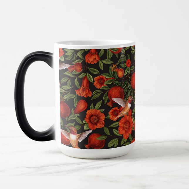 Mug Magic Grenades et colibris/feuilles verts en noir (Gauche)