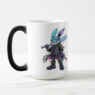 Mug Magic Guerrière Cyberpunk Lapin Néon – Lapin Futuriste