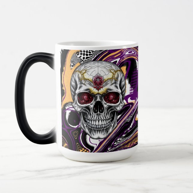 Mug Magic Halloween au crâne de sucre pourpre et noir (Gauche)