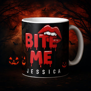 Mug Magic Halloween personnalisé Bite Me Lèvres Vampire