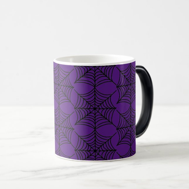 Mug Magic Halloween Spider Webs sur violet (Devant droit)