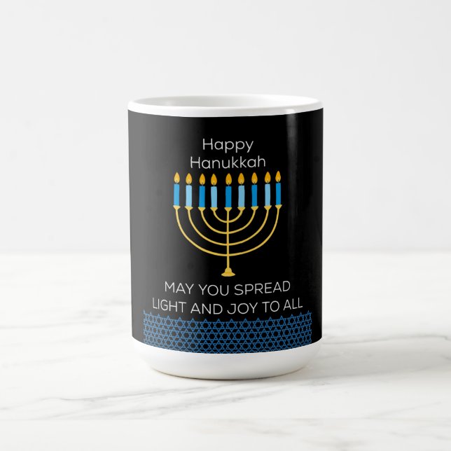 Mug Magic Hanukka drôle et heureux, Chouette Chanukah bleu U (Centre)