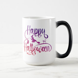 Mug Magic Happy Halloween dégradé volant sorcière chat