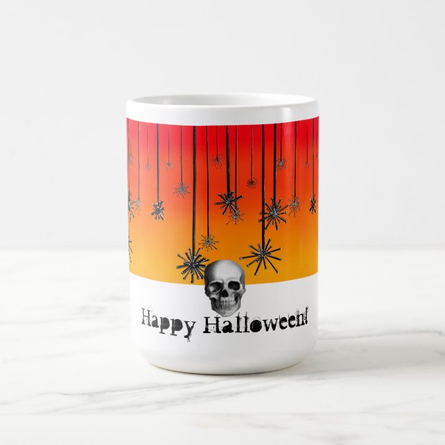 Mug Magic Happy Halloween orange ombre avec crânes (Centre)