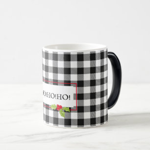 Mug Magic HO ! HO ! HO ! ! Plaid Christmas Holly Holiday Che