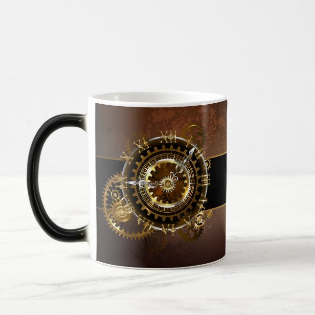 Mug Magic Horloge Steampunk avec des engrenages anciens (Gauche)
