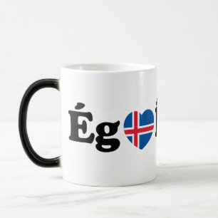 Mug Magic I Heart (Love) Islande [Ég Elska Ísland] Islandais