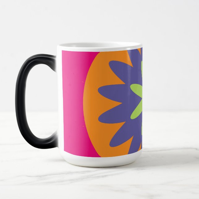 Mug Magic illustration de formes florales orange et rose (Gauche)