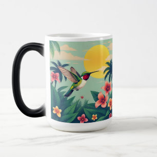 Mug Magic Illustration florale de colibri à gorge rubis