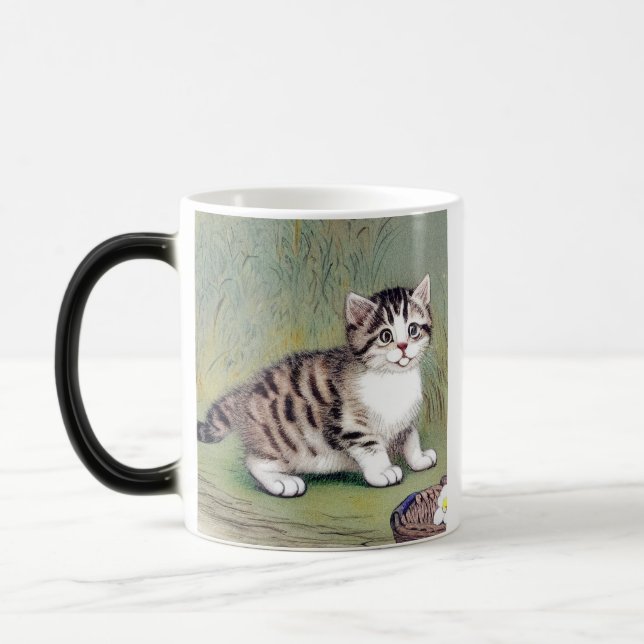 Mug Magic Illustration vintage de chaton rayé (Gauche)