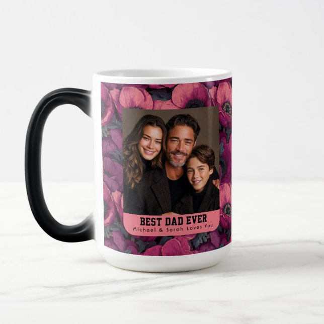 Mug Magic Impression Anémones Roses Photo Papa Fils (Gauche)