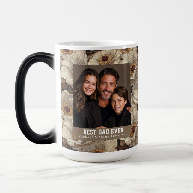 Mug Magic Impression d'anémones d'ivoire Nouveau papa Voyage (Gauche)