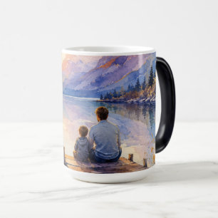 Mug Magic Impression d'art aquarelle du lac Père et Fils