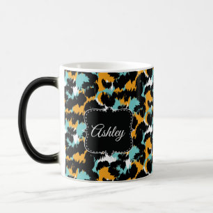 Mug Magic Imprimé Guépard Élégant Splash Aqua Monogramme Per