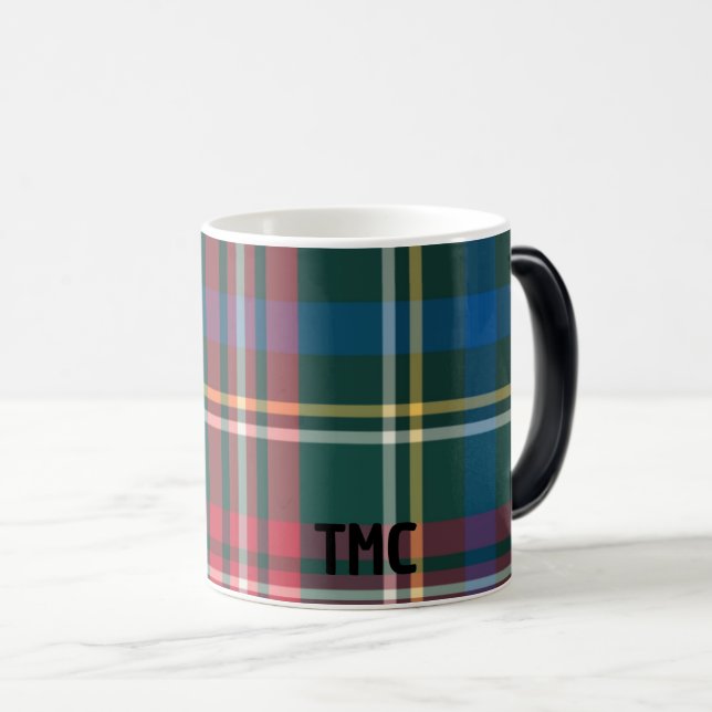Mug Magic INITIALES Tartan Plaid de vacances Noël classique (Devant droit)