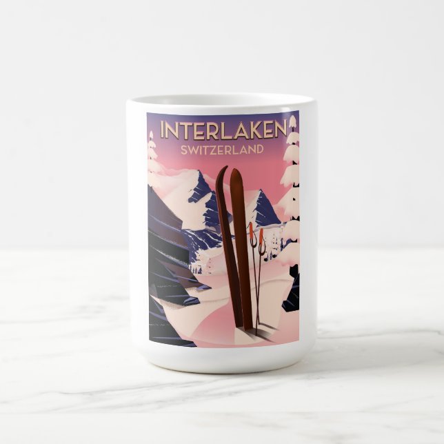 Mug Magic Interlaken Suisse poster voyage ski. (Centre)