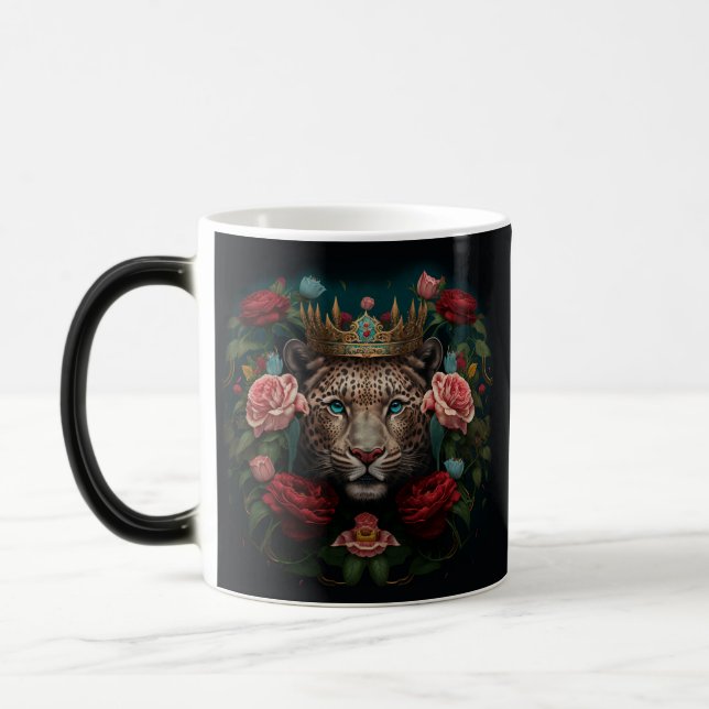 Mug Magic Jaguar with Crown in Flowers Painting              (Gauche)