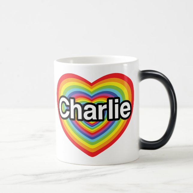 Mug Magic J'aime Charlie : coeur arc-en-ciel (Droite)