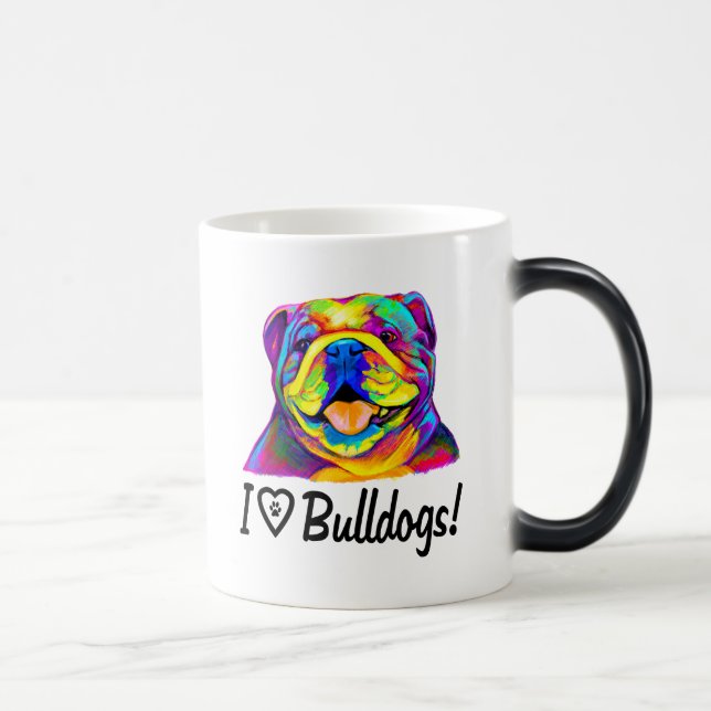 Mug Magic J'aime des bouledogues en couleurs (Droite)