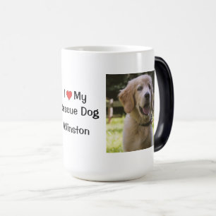 Mug Magic J'aime mon chien Secouru   Nom et photo du chien