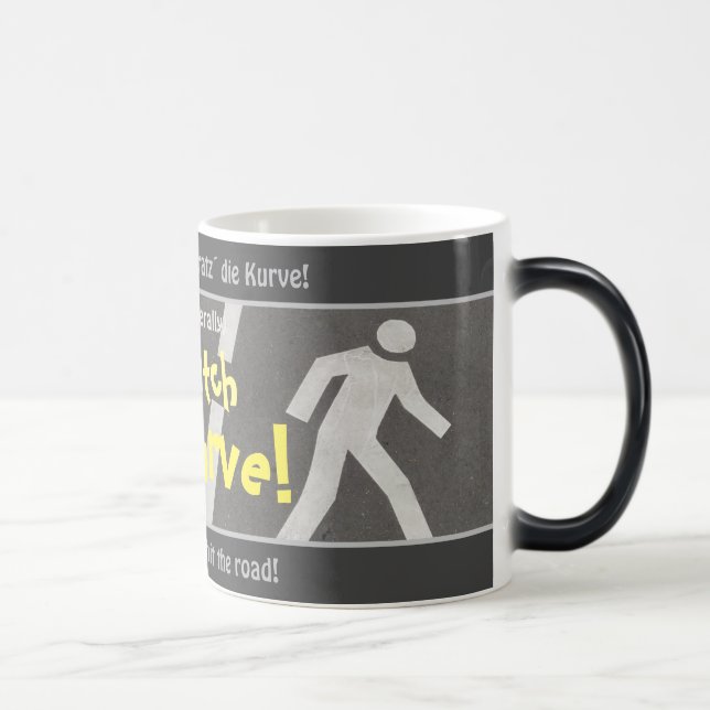 Mug Magic Je gratte la courbe - stupide traduit allemand! (Droite)