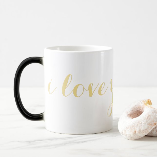 Mug Magic Je T'Aime Nom Personnalisé Faux Gold Script Café T (Avec donut)