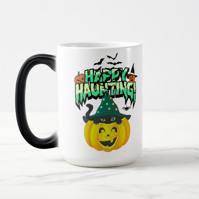 Mug Magic Joli design Halloween avec citrouille et chat noir (Gauche)