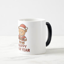 Joli ours en peluche Père Noël Nouvel An Autocolla
