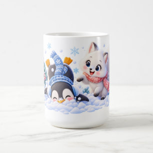 Mug Magic Joli renard arctique et manchot paysage hivernal m