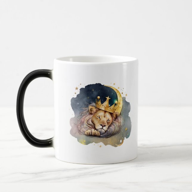 Mug Magic Joli roi Lion endormi sur la Lune (Gauche)
