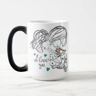 Mug Magic Jolie illustration numérique "Je t'aime" dessinée