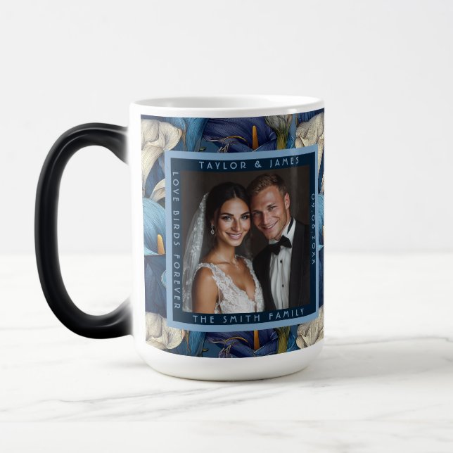 Mug Magic Jolies callas bleus inspirés mariage rustique (Gauche)