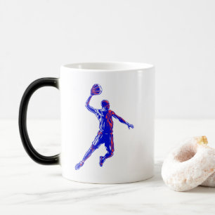 Mug Magic Joueur de basket Slam Dunk, Red and Blue Design