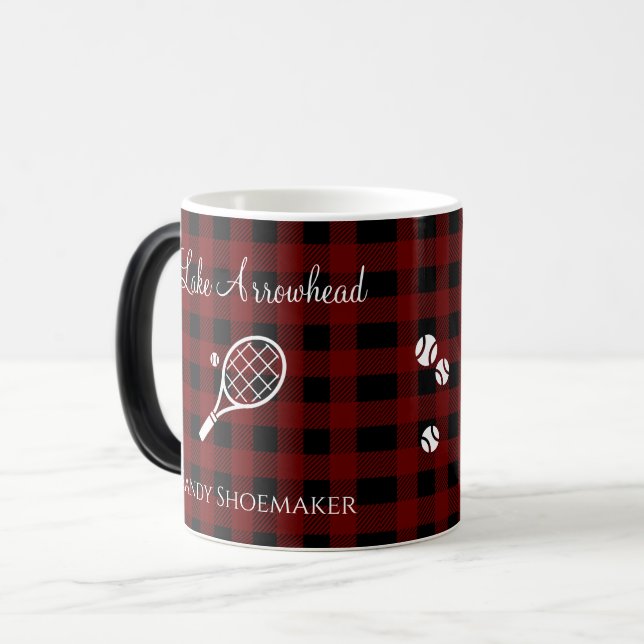 Mug Magic Joueurs de tennis Red Black Plaid nom de lac ballo (Devant gauche)