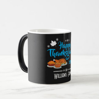 Mug Magic Jour de bon thanksgiving avec nom de famille et an