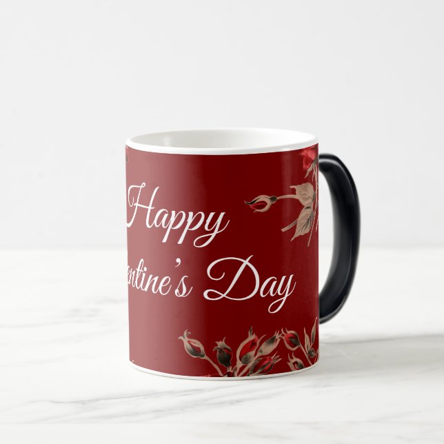 Mug Magic Joyeuse Saint-Valentin Florale Élégante Rouge  (Devant droit)