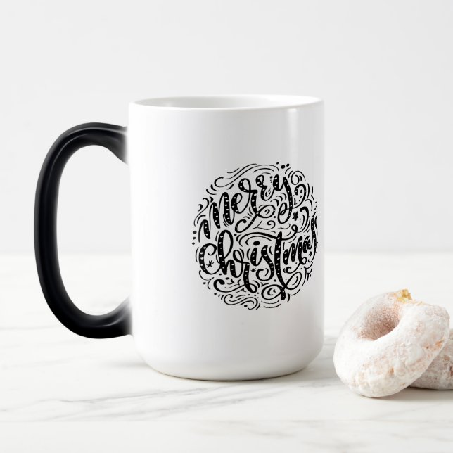 Mug Magic Joyeuse typographie rétro de Noël (Avec donut)
