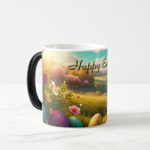 Mug Magic Joyeuses Pâques dans un paysage printanier