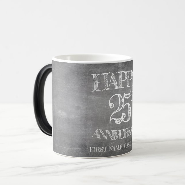 Mug Magic Joyeux 25e anniversaire sur tableau craie (Devant gauche)