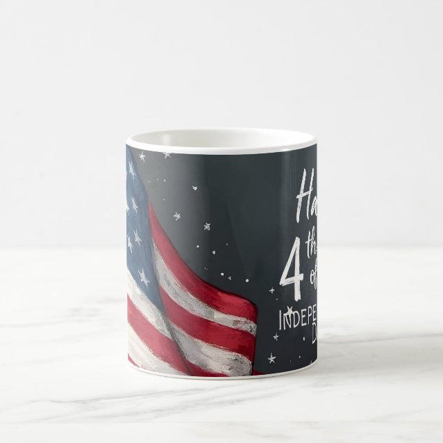 Mug Magic Joyeux 4 juillet Illustration artistique de drapea (Centre)