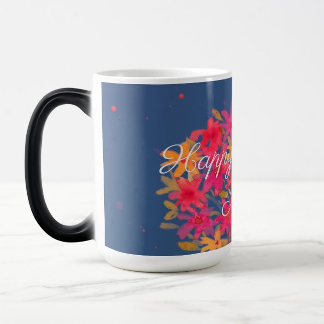 Mug Magic Joyeux Anniversaire Maman Fleurs d'aquarelle sur l (Gauche)
