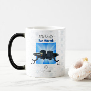 Mug Magic Joyeux Bar Mitzvah 20XX Tefillin Bleu Personnalisé