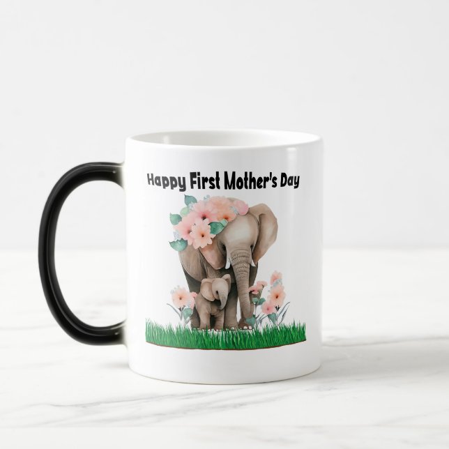 Mug Magic joyeux premier jour de mère mignon éléphant (Gauche)