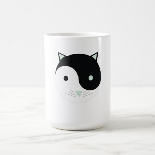 Mug Magic Kitty Yin Yang à la menthe verte, noire et blanche