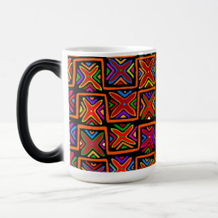 Mug Magic Kuna Indian Mola Tribal Checks - Rouge